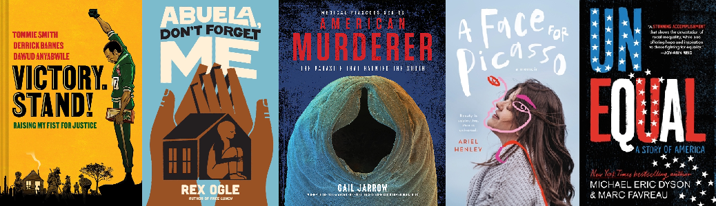 Book covers for YALSA Award for Excellence in Nonfiction winner and finalists 