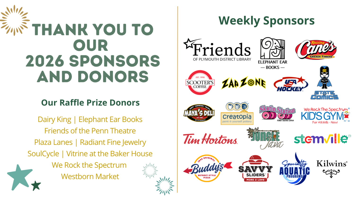 Logos for our 2026 Summer Reading sponsors, including the text: Thank you to our 2026 Sponsors and Donors